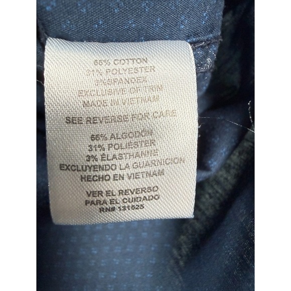 Rugby University Shirt Mens L Blue Stretch Geo Metric Pattern Button Up Casual - Picture 4 of 10